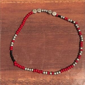 Red and Silver Beaded plus size anklet